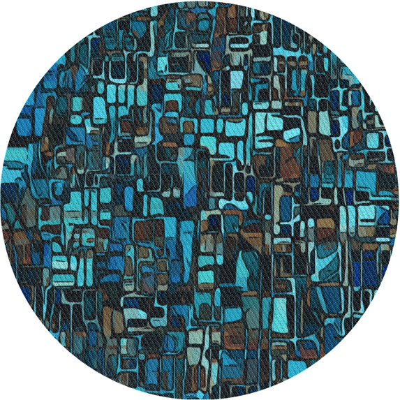 Ahgly Company Machine Washable Indoor Round Transitional Charcoal Black Area Rugs, 8' Round