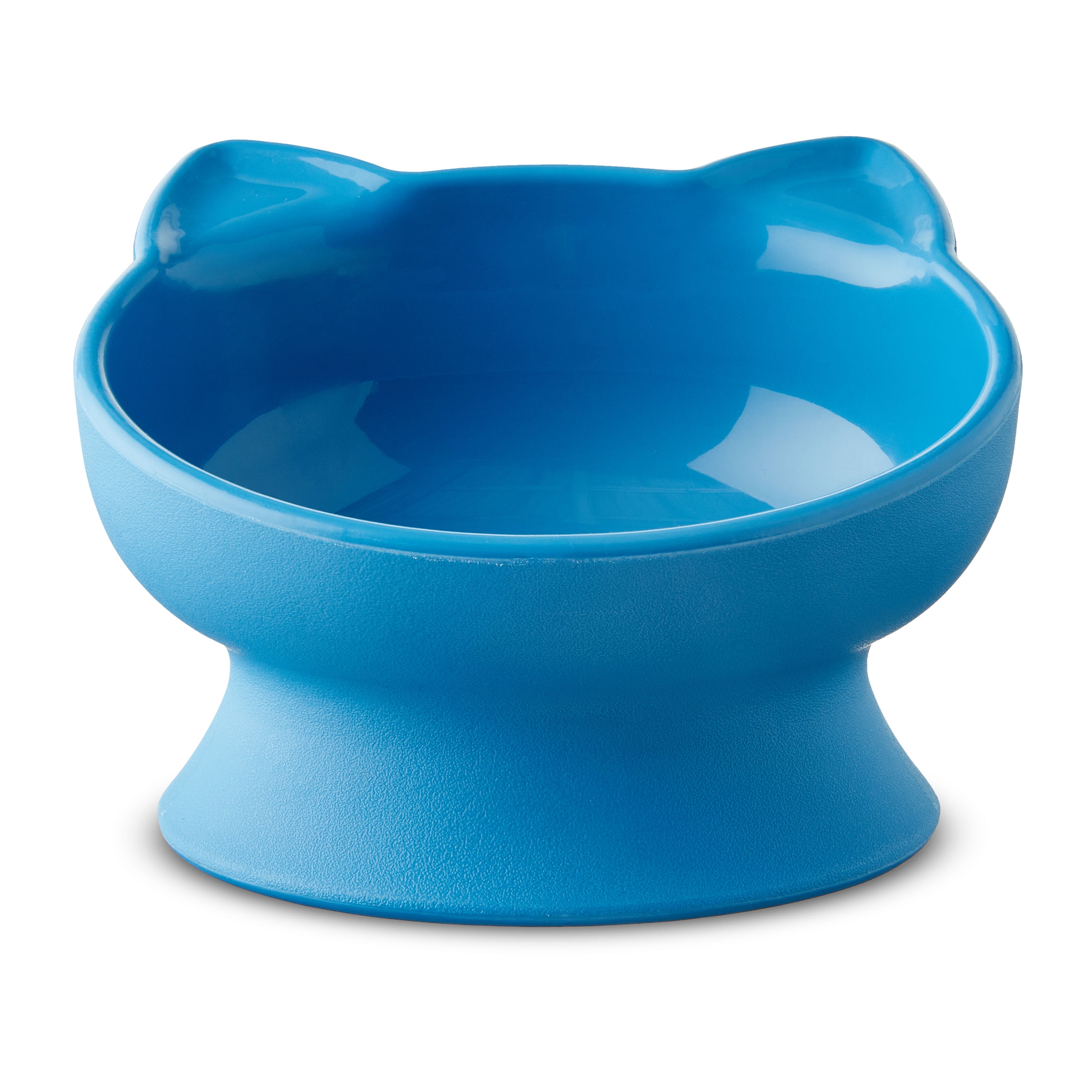 (4 pack) Vibrant Life 0.8-Cup Plastic Elevated Cat Ear Bowl, Blue
