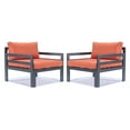 thumbnail image 1 of LeisureMod Chelsea Outdoor Patio Black Aluminum Armchairs With Cushions Set Of 2 in Orange, 1 of 6