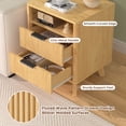 thumbnail image 4 of Hommpa 2 Drawers Fluted Nightstand with Charging Station, Modern Bedside Table End Side Table with Solid Legs for Bedroom Furniture Living Room Sofa, Night Stand with Storage Drawers and Open Shelf, 4 of 10