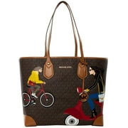 Michael Kors Eva Cece Whitney Ladies Large Dark Brown/Cowhide Brown/Black Nylon Tote Bag 30H9GV0T4O212