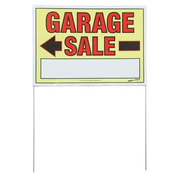 Sunburst Systems Large Yellow and Red Plastic 2-Sided Garage Sale Sign with Metal U-Stake
