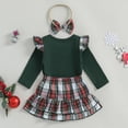 thumbnail image 3 of Conjunto de falda a cuadros Kuriozud para niña, mameluco con lazo, 3-6 m, 3 of 6