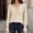 Beige, variant on Womens Smocked V Neck Long Sleeve Top With Lace Trim Loose Fit Casual Daily Tops For Spring And Fall Wine L