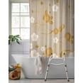 thumbnail image 2 of Split Shower Curtain for Transfer Bench, Yellow Flower Fabric Shower Curtains for Bathroom, Japanese Style Floral Leaf on Linen Tub Sliding Transfer Bench Waterproof Bath Curtains 72"x78", 2 of 9