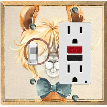 Metal Light Switch Plate Outlet Cover Nerdy Baby Llama Portrait LLA005