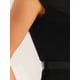 thumbnail image 5 of Vestido de oficina INSPIRE CHIC para mujer, con mangas cortas, elegante, con cinturón, vestido ajustado, color negro, 5 of 6