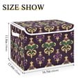 thumbnail image 5 of Yayeee Collapsible Storage Bin with Lid Fabric Closet Decorative Basket with Handles, Gold and Purple Floral Pattern, 5 of 7