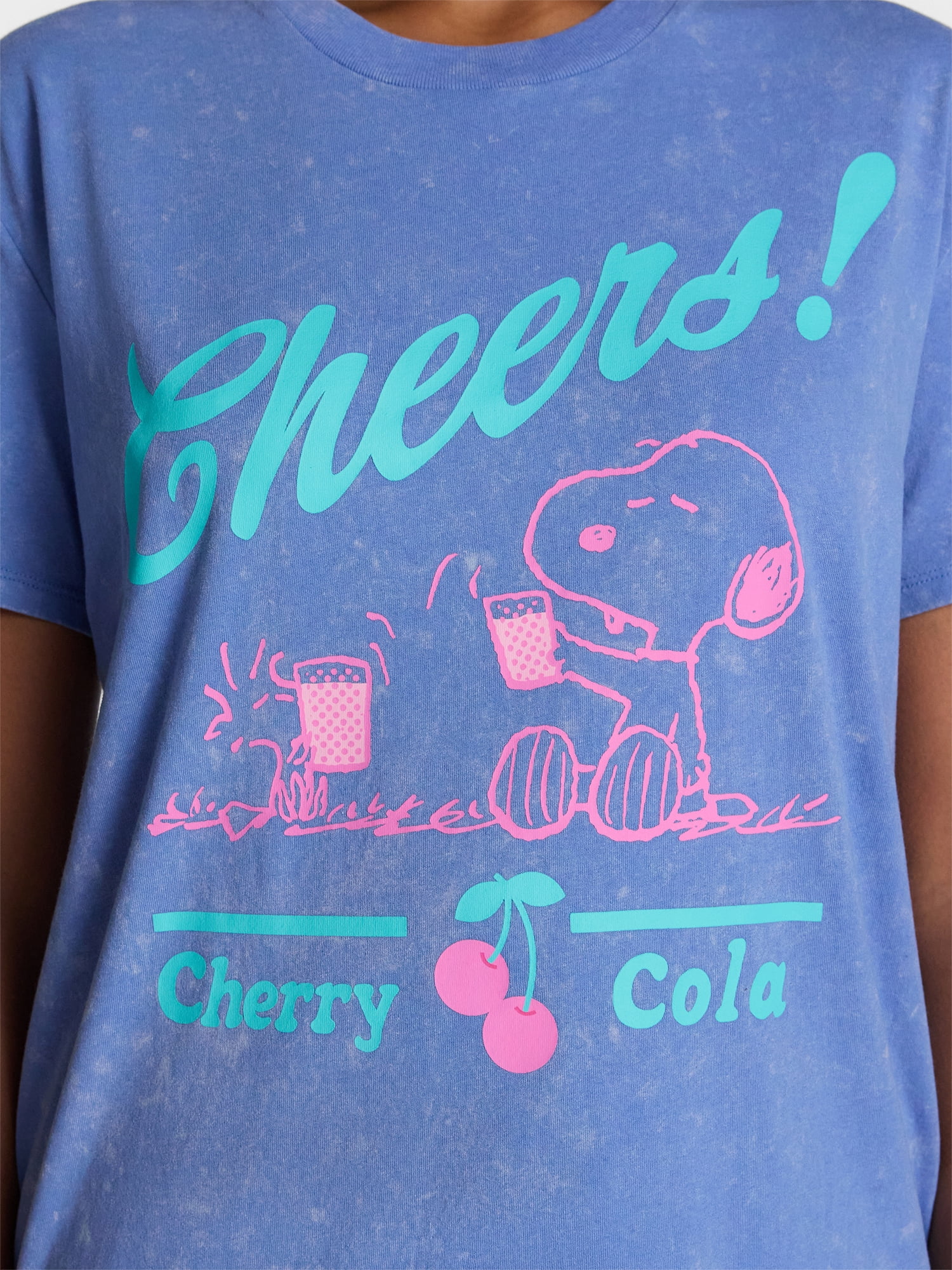 Peanuts Snoopy Women's Mineral Washed Graphic Tee with Short Sleeves, Sizes XXS-XXL