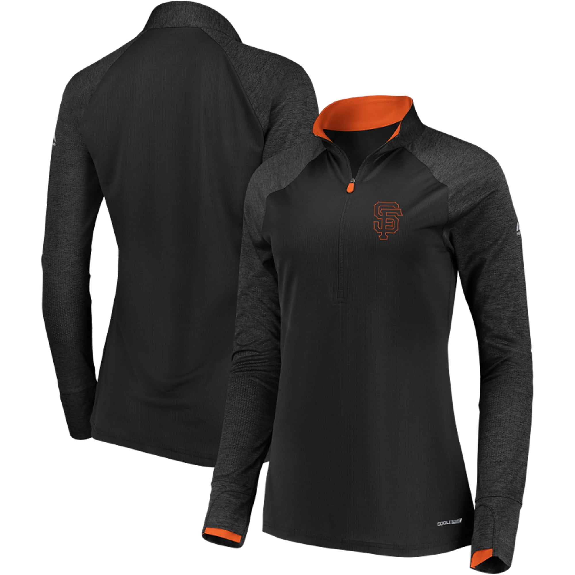 San Francisco Giants Majestic Women's Extremely Clear Cool Base Raglan 1 2-Zip Jacket Black by MAJESTIC LSG
