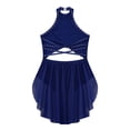 thumbnail image 4 of Yeahdor Girls Figure Skating Dress Cutout Strappy Backless Rhinestones Skirted Lyrical Ballet Dance Leotard Navy Blue 6, 4 of 5