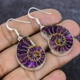 thumbnail image 2 of Natural Ammonite Fossil Gemstone 925 Sterling Silver Jewelry Earring 1.77", 2 of 2