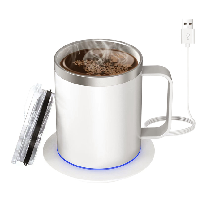 Self Heating Coffee Mug for Desk,Heated Cup with 10Hrs Auto Shut Off, USB Powered Mug Warmer Set