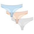 thumbnail image 2 of jobturf 3 Pack Thongs for Women Fashion Ice Silk Seamless Underwear Low Rise Stretchy Briefs Summer Breathable Hipster Panties XS-XXL, 2 of 3