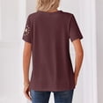 thumbnail image 4 of Women's Patriotic USA 250th Anniversary T Shirt Short Sleeve Button Henley American 250 Celebration Tee Tops, 4 of 4