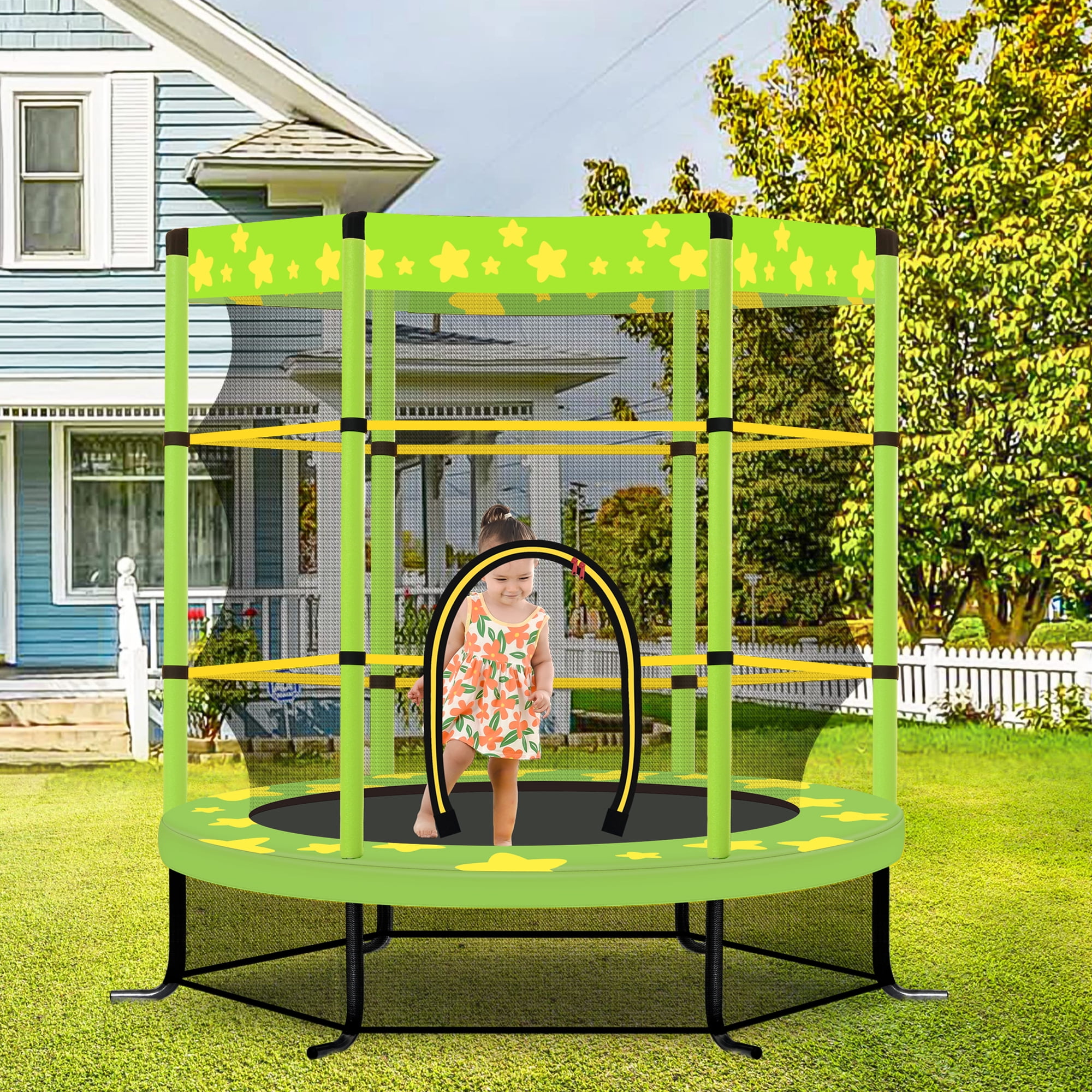 Seizeen Trampoline for Kids - 4.5FT Outdoor Trampoline with Enclosure, Round Mini Small Trampoline for Toddler Indoor Outdoor, As Christmas, Children's Day, Birthday Gifts