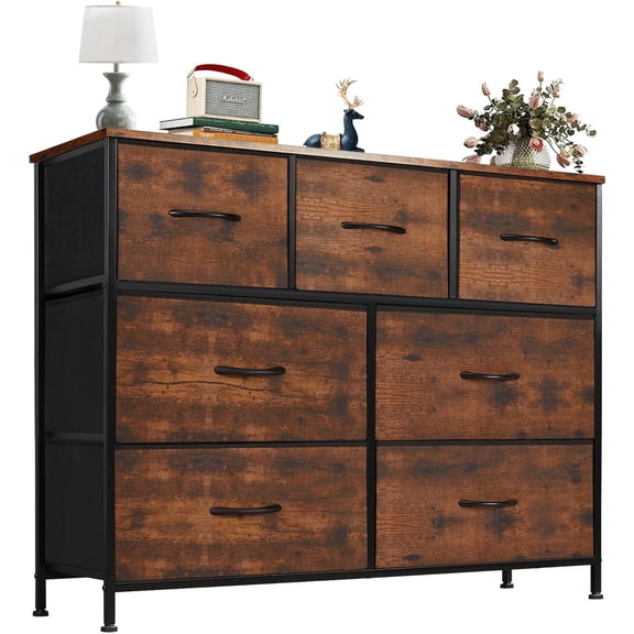 Dresser for Bedroom with 7 Drawers, Wide Fabric Dresser for Storage and Organization, Bedroom Dressers, Chest of Drawers for Living Room, Closet