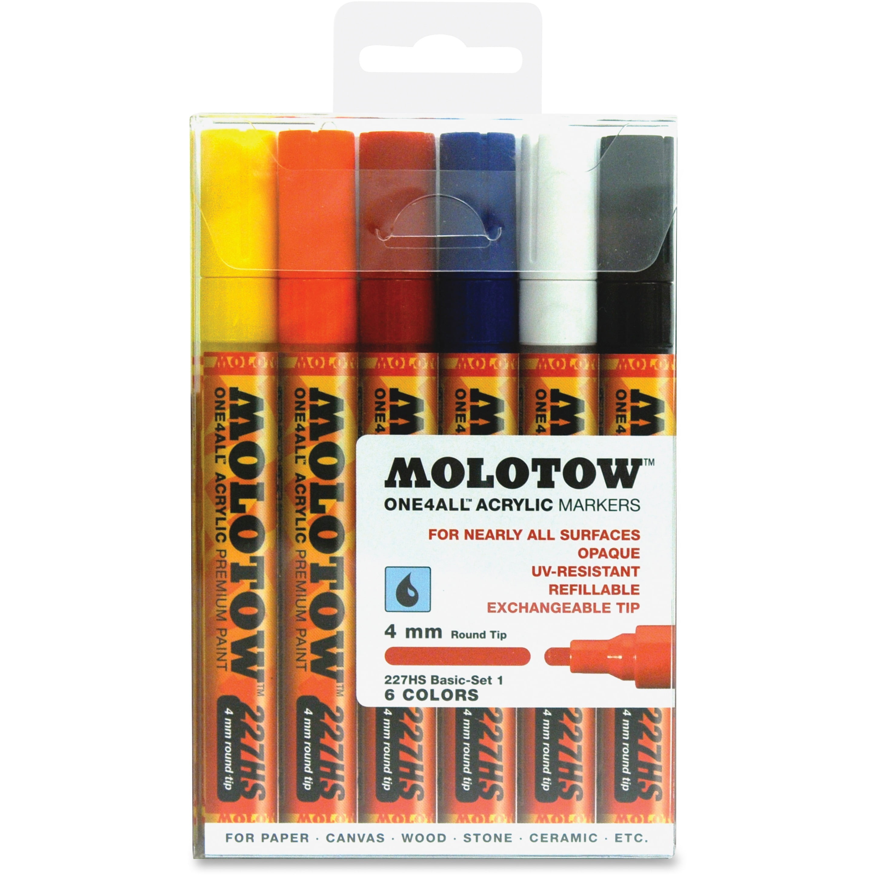 MOLOTOW, MLW200453, One4All 4mm Acrylic Markers Basic Set, 6 / Set