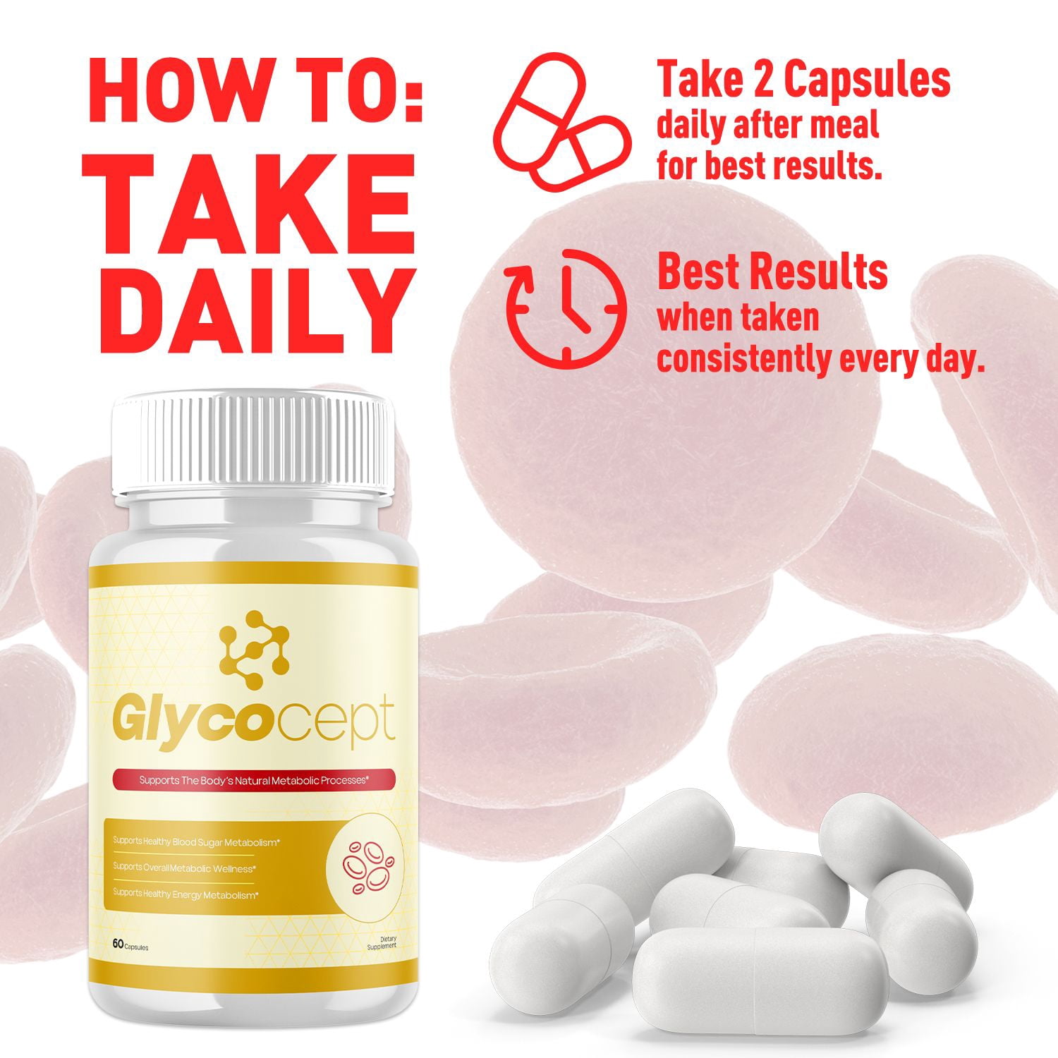 Glycocept Blood Balance Support Pills Advanced Formula Vitamin Supplement Glyco Cept 180 Capsules