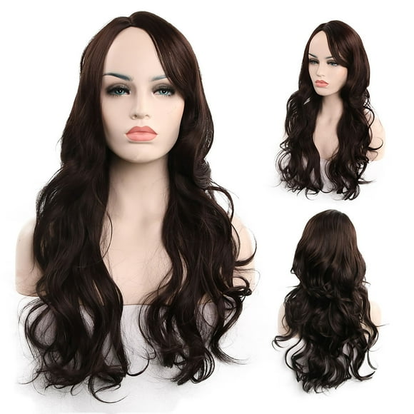 EARKITY Hair Wigs, Natural Black Heat Resistant Fiber Hair, Full Machine Wig with Bangs Cosplay Party Wig For Fashion Women