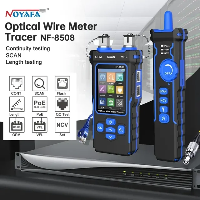 NOYAFA NF-8508 Network Cable Tester, Optical Wire Metre Tracer, LCD Display, PoE Testing