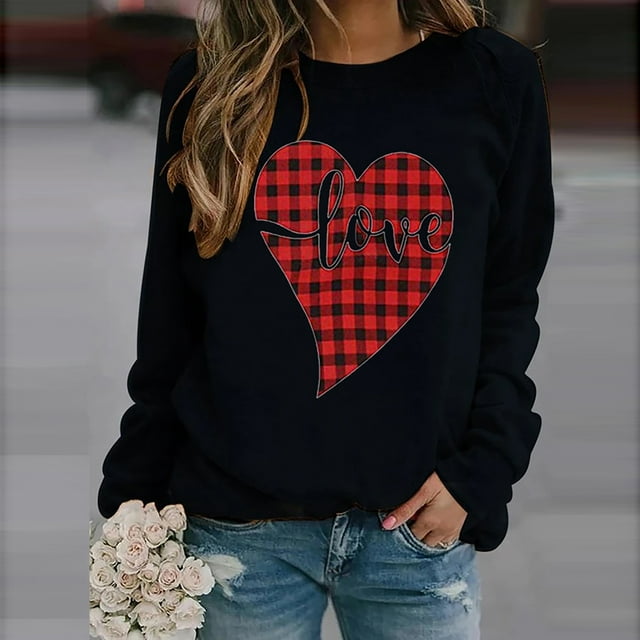 Chandail à Manches Longues pour Femmes avec Imprimé « Love », Blouse Ample