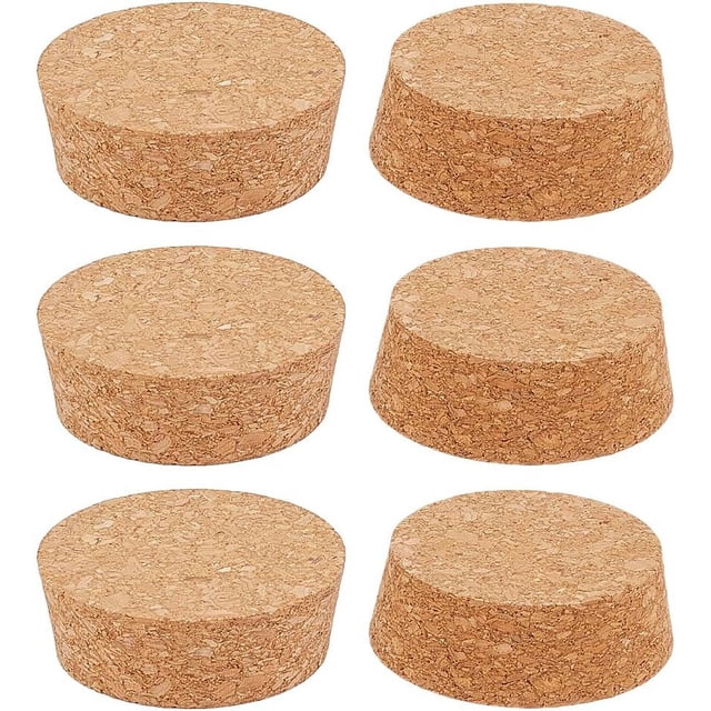 6 Pcs Cork Stoppers for Bottles 5.35-6x2.05cm/2.11-2.36x0.81 Inch Tapered Cork Stoppers Replacement Corks Beverage Stoppers Wine Bottle Cork Lids for Wine Making Craft Beer Bottle