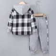 thumbnail image 5 of Kaprioy Toddler Boy Outfits Toddler Boy Clothes Plaid Hooded Shirt - 2 Piece Outfit Button Front Toddler Hoodie & Sweatpants Set Boys Winter Clothes, 5 of 7