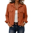 thumbnail image 5 of Cropped Jacket Women Fashion Corduroy Button Down Long Sleeve Coat Lightweight Trendy Fall Winter Outwear Blouse, 5 of 5
