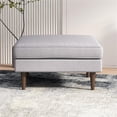 thumbnail image 6 of Hudson Mid-Century Square Fabric Linen Upholstered Ottoman in Light Gray, 6 of 7