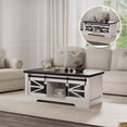 thumbnail image 2 of Table Basse à Plateau Relevable de 47,2 Pouces, Table Basse avec Tablette de Rangement/compartiment Caché, Design Multifonction avec Porte de Grange Coulissante, Table Centrale de Salle à Manger à Plateau Relevable pour Maison Salon Bureau, 2 of 8