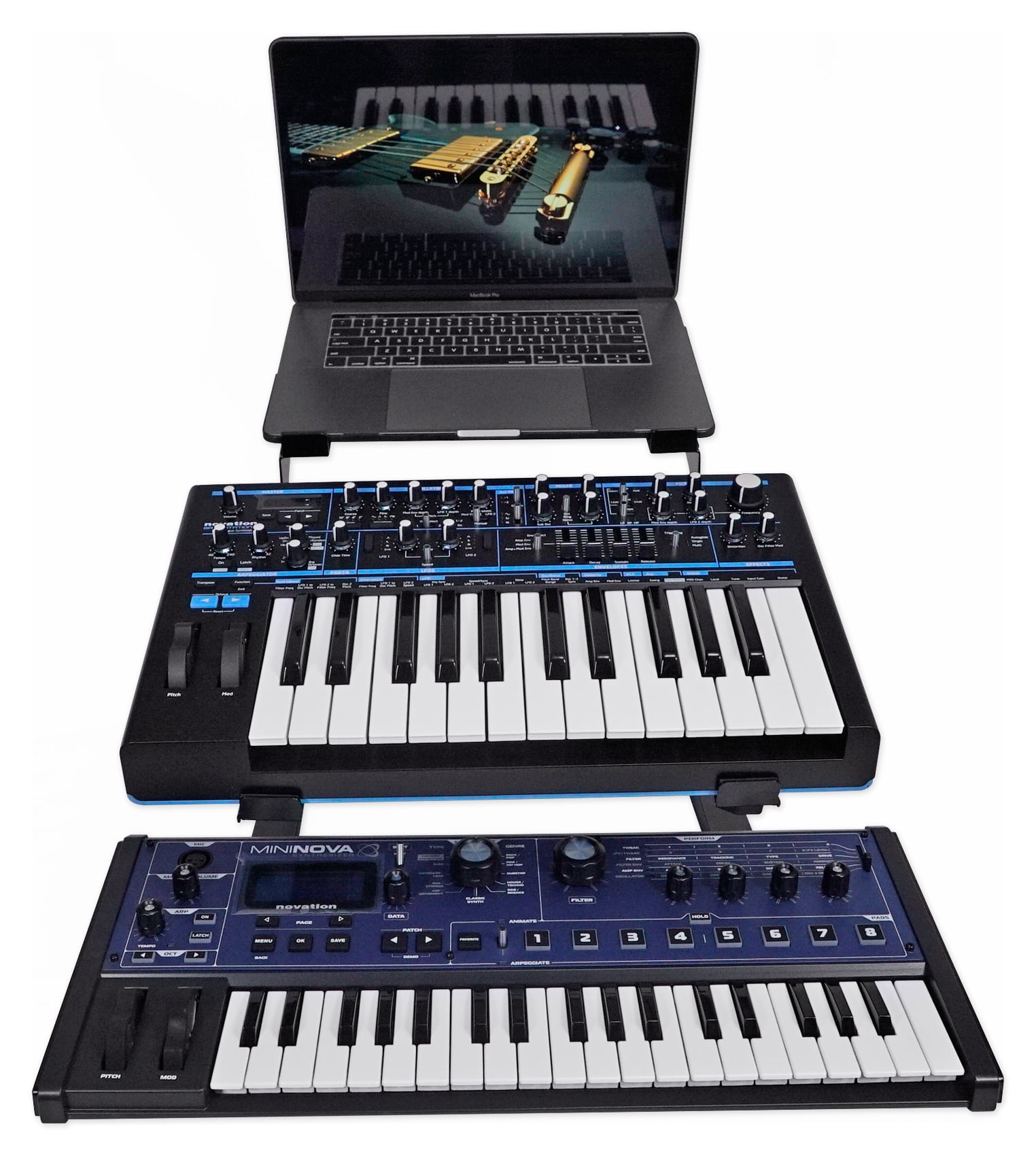 Rockville Rock2d2 Adjustable Dual Shelf Recording Studio Keyboard Laptop Stand