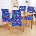 thumbnail image 2 of Yayeee 4 Pack Dining Chair Covers Stretch Parson Chairs Slipcovers Seat Protector, Neon Pink Starfish, 2 of 6