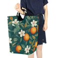 thumbnail image 4 of Yayeee Freestanding Laundry Hamper with Handle Collapsible Large Storage Basket for Clothes, Floral Orange Pattern, 4 of 7