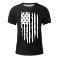 thumbnail image 3 of Men's Independence Day T-Shirt Trendy USA Flag Retro Pullover Top Soft Lightweight Short Sleeve Round Neck Casual Shirt Black L, 3 of 4