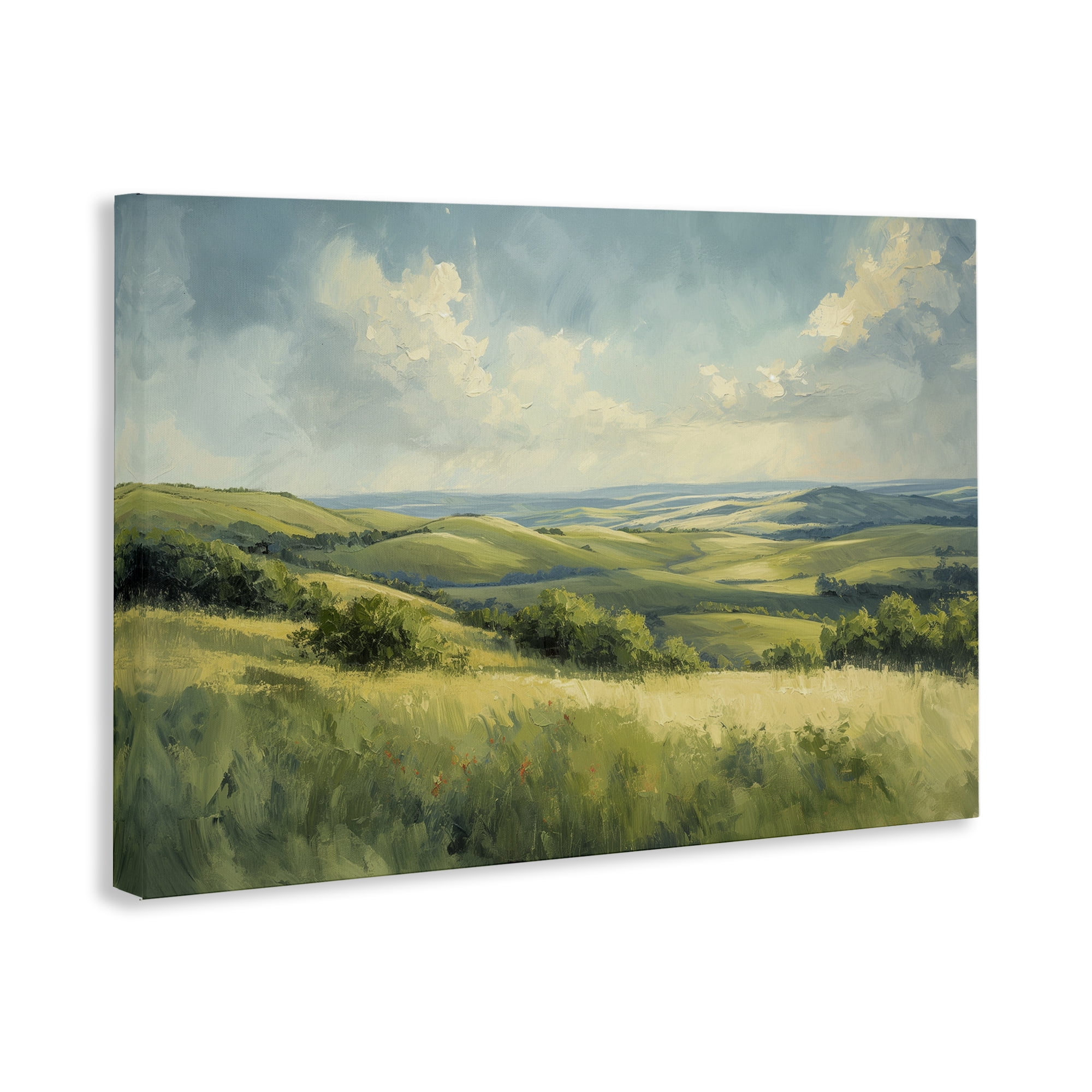 Stupell Industries Rolling Emerald Horizon Landscape & Nature Painting Wrapped Canvas Art Print Wall Art, 36 x 24