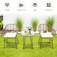 thumbnail image 6 of Patiojoy 3PCS Patio Rattan Furniture Set with Round Tempered Glass Top Table & 2 Rattan Armchairs White Cushions, 6 of 9