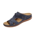thumbnail image 2 of Caywon Women Wedge Sandals Dressy Soft Leather Sandal,Rubber Sole,Comfortable Walking,Casual Slip on Summer Sandals Slide Sandal Shoes, 2 of 7