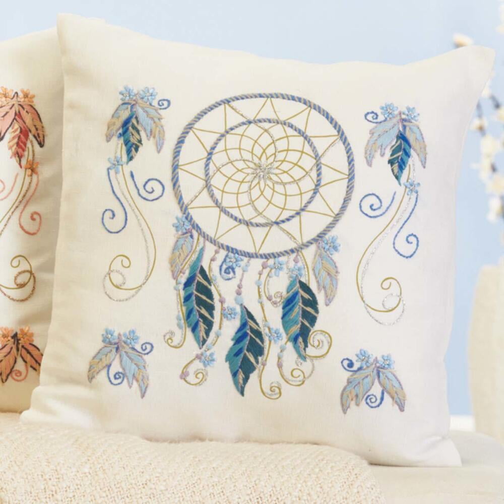 Herrschners® Blue Dream Catcher Pillow Cover Stamped Embroidery Kit