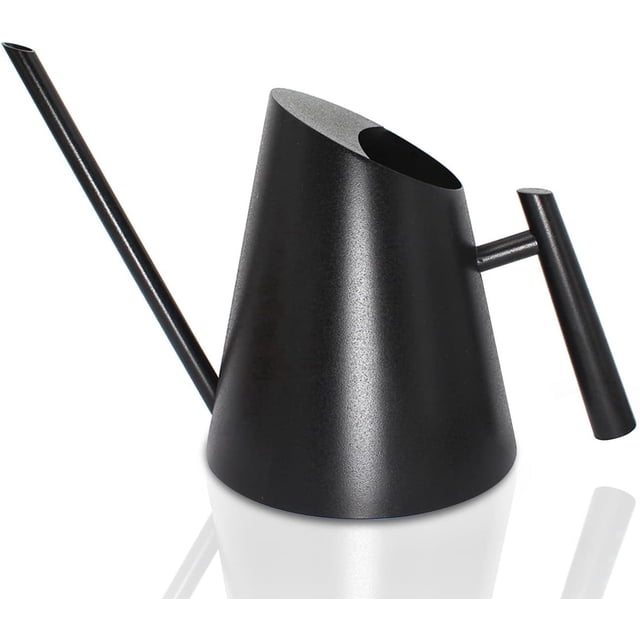 Regadera de Cobre para Plantas de Interior - Regadera pequeña de Acero Inoxidable Negra de 900 ml con Boquilla Larga y Recta, Regadera de Metal para bonsáis y Flores de Interior