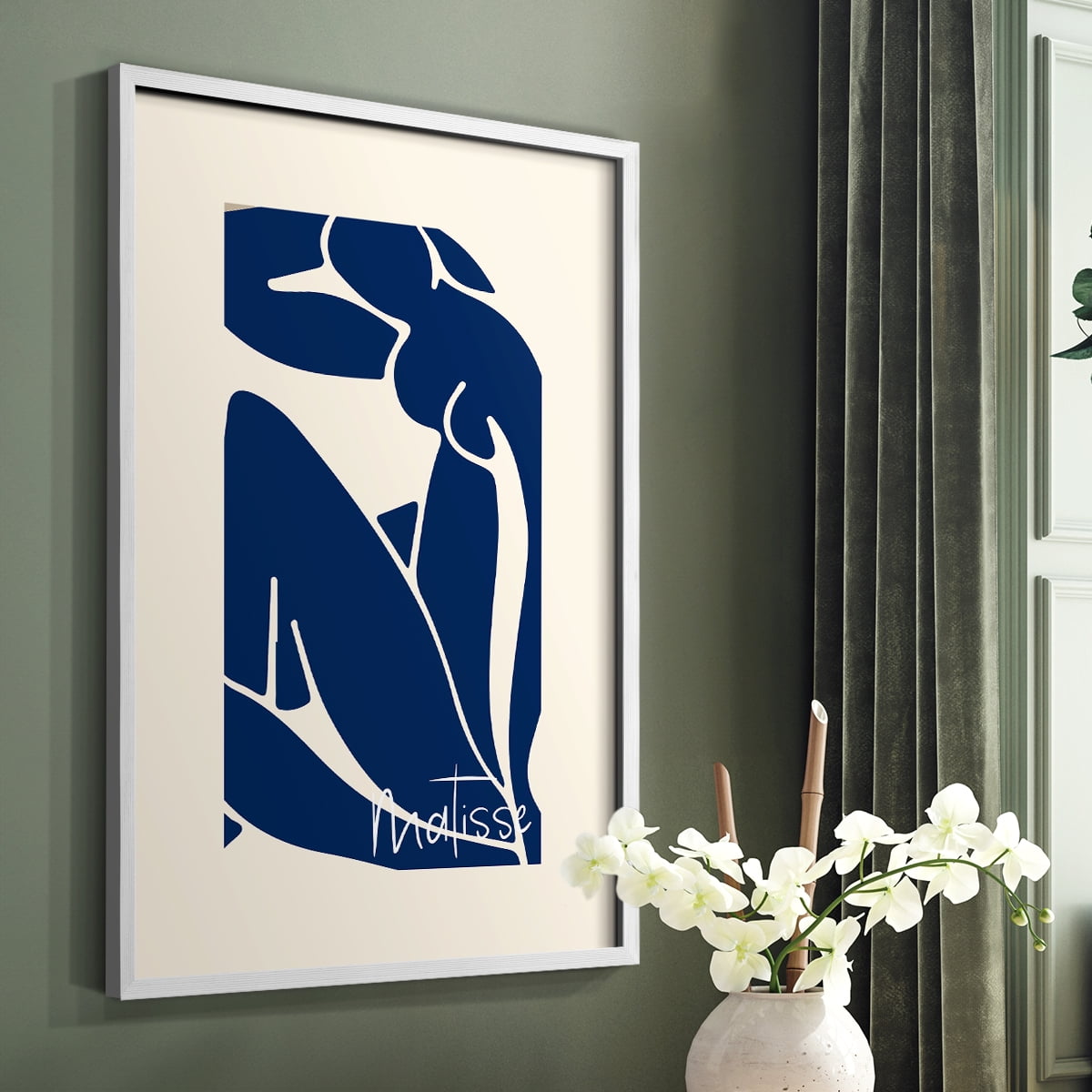 Matisse CCCIV - White Framed Wall Art Print, Solid Wood Frame, 22 x 28 Framed Print, Ready to Hang