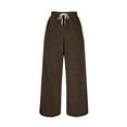 thumbnail image 4 of miqiqism Fuzzy Long Trousers for Women Puffy Warm Pjs Bottoms High Waist Pajamas with Pocket and Drawstring Lounge Pants Winter Sleepwear,Y_Solid #02Brown,XX-Large, 4 of 6