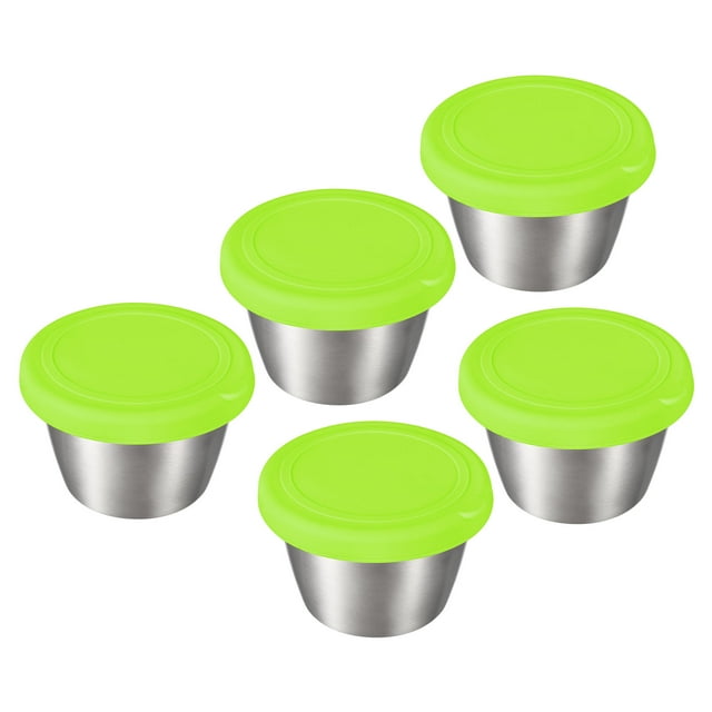 Unique Bargains 5pcs Vinaigrette Récipient à Emporter, Tasses à Condiment en Acier Inoxydable de 2,4 Oz pour les Collations, Crème Glacée, Vert