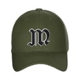 thumbnail image 2 of Daxton Structured Baseball Hat Cap Old English A to Z Letter Number Initial-Olive, Letter M, 2 of 4