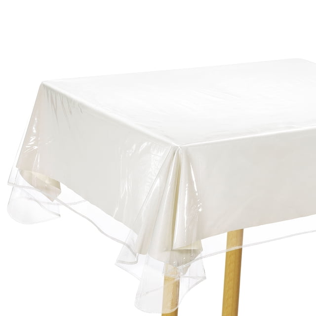 Uxcell 54 x 108 Inch Clear Plastic Tablecloth, Waterproof Oilproof Rectangle Vinyl Table Cover Protector with Sewn Finished Edges, Table Cloth for Dining, Parties and Holidays