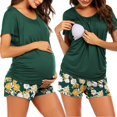 thumbnail image 3 of Ekouaer Women's Maternity Nursing Pajamas Set Breastfeeding Sleepwear Double Layer Short Sleeve Top & Shorts Pregnancy PJS, 3 of 5