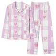 thumbnail image 6 of POTETI Button Down Pajamas for Women Valentine's Day Long Sleeve Notch Collar Heart Pajama Set Lounge Sleepwear Outfits, 6 of 6