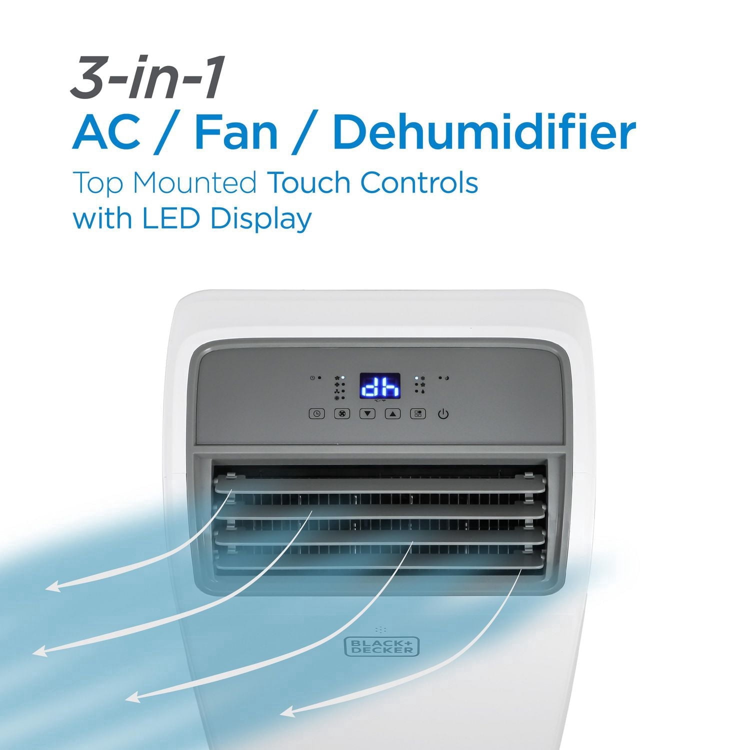 BLACK+DECKER Portable Air Conditioner, 8,150 BTU SACC/CEC (12,000 BTU ASHRAE 128) for Rooms Up To 550 Sq. Ft., White