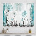 thumbnail image 2 of Farmhouse Teal Blue Daisy Floral Kitchen Curtains Rustic Turquoise White Flower Small Short Modern Country Cafe Curtains for Bathroom Window Treatment Tiers 27.5x39 Inch 2 Panels, 2 of 4