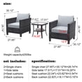 thumbnail image 7 of Ovios 3 Pieces Outdoor Patio Furniture All-Weather Bistro Set with Coffee Table and Wicker Chairs for Garden Balcony Backyard Yard, 7 of 7